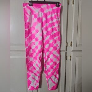 XL seamless pink&white tiedye leggings